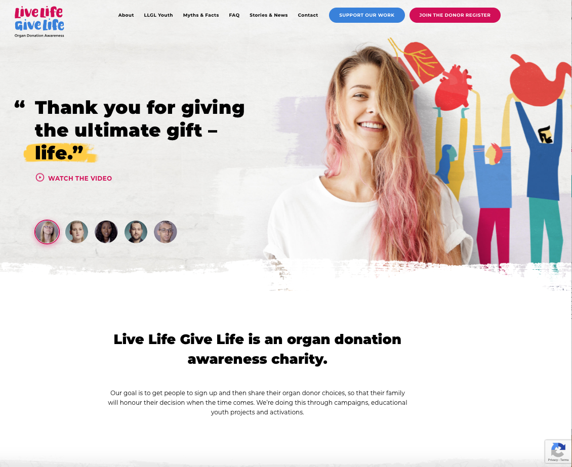 Live Life Give Life-brand development, voice, messaging, web content